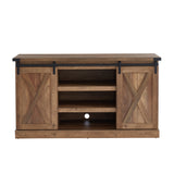 Rustic Farmhouse Sliding Barn Door TV Stand Console Table Storage for Up To 65"