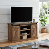 Rustic Farmhouse Sliding Barn Door TV Stand Console Table Storage for Up To 65"