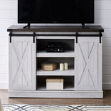 Rustic Farmhouse Sliding Barn Door TV Stand Console Table Storage for Up To 65