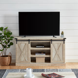 Rustic Farmhouse Sliding Barn Door TV Stand Console Table Storage for Up To 65"