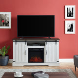 Sliding Barn Door Electric Fireplace TV Stand Console for TVs up to a 65"