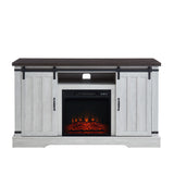 Sliding Barn Door Electric Fireplace TV Stand Console for TVs up to a 65"