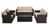 Patio PE Wicker Furniture Set 5 Pieces Outdoor Rattan Conversation Seat Couch Sofa Chair Set with Cushions