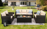 Patio PE Wicker Furniture Set 5 Pieces Outdoor Rattan Conversation Seat Couch Sofa Chair Set with Cushions