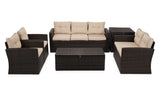 Patio PE Wicker Furniture Set 6 Pieces Outdoor Rattan Conversation Seat Couch Sofa Chair Set