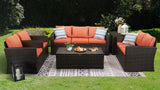 Patio PE Wicker Furniture Set 6 Pieces Outdoor Rattan Conversation Seat Couch Sofa Chair Set