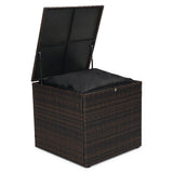 Patio Wicker Side Table with Storage