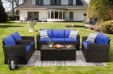 Patio PE Wicker Furniture Set 5 Pieces Outdoor Rattan Conversation Seat Couch Sofa Chair Set with Cushions