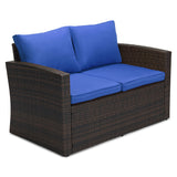 Patio PE Wicker Furniture Set 5 Pieces Outdoor Rattan Conversation Seat Couch Sofa Chair Set with Cushions