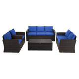 Patio PE Wicker Furniture Set 5 Pieces Outdoor Rattan Conversation Seat Couch Sofa Chair Set with Cushions