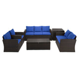 Patio PE Wicker Furniture Set 6 Pieces Outdoor Rattan Conversation Seat Couch Sofa Chair Set