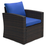 Patio PE Wicker Furniture Set 6 Pieces Outdoor Rattan Conversation Seat Couch Sofa Chair Set