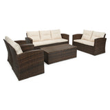 5-Piece Wicker Patio Conversation Set with Cushions