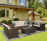 5-Piece Wicker Patio Conversation Set with Cushions