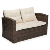 5-Piece Wicker Patio Conversation Set with Cushions