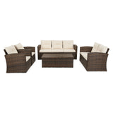 5-Piece Wicker Patio Conversation Set with Cushions