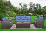 5-Piece Wicker Patio Conversation Set with Cushions