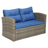 5-Piece Wicker Patio Conversation Set with Cushions