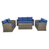 5-Piece Wicker Patio Conversation Set with Cushions