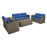 5-Piece Wicker Patio Conversation Set with Cushions