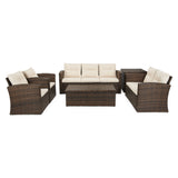 6-Piece Wicker Outdoor Patio Conversation Set with Cushions