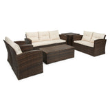 6-Piece Wicker Outdoor Patio Conversation Set with Cushions