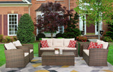 6-Piece Wicker Outdoor Patio Conversation Set with Cushions