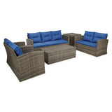 6-Piece Wicker Outdoor Patio Conversation Set with Cushions